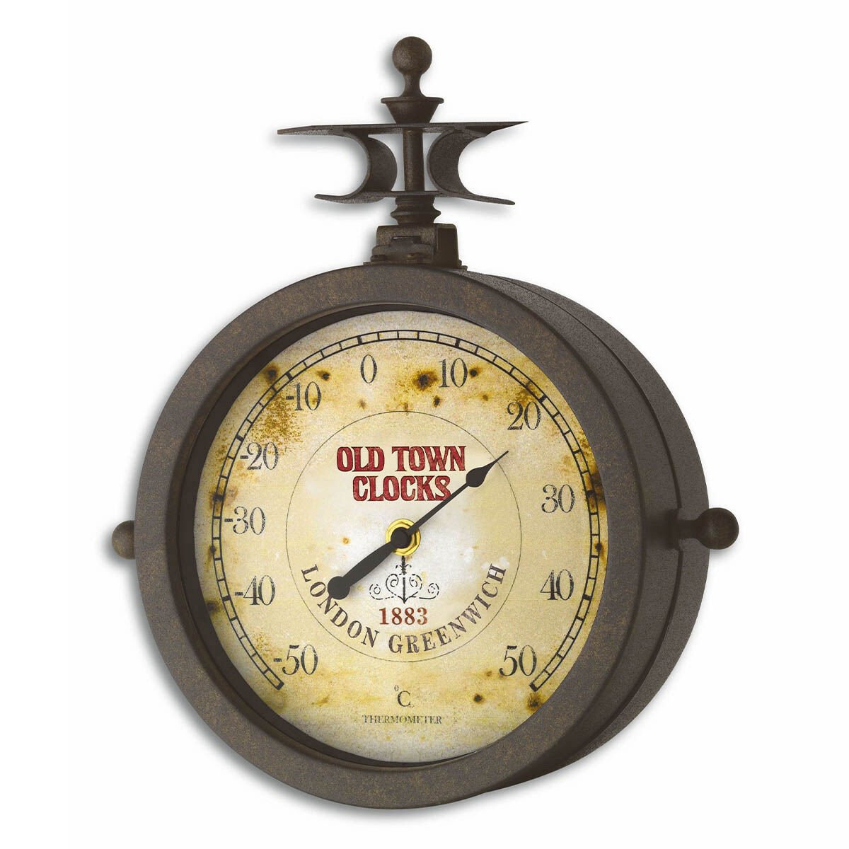 Duvar saati ve termometre NOSTALGIE OLD TOWN CLOCK
