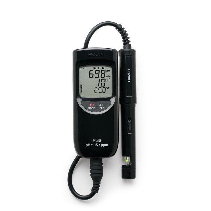 HI991301 Taşınabilir (Yüksek Aralık) Su Geçirmez pH / EC / TDS Metre