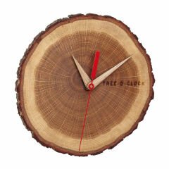 Meşe ağacından yapılmış analog duvar saati TREE-O-CLOCK