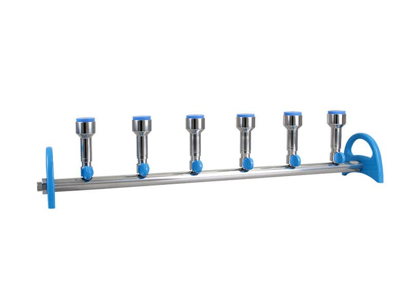 Vakum Filtrasyon Sistemi, Paslanmaz Çelik 6'li Manifold, Manyetikik Huni Adaptörü Dahil, Hunileri Hariçtir; MF 3 ( 300 ml ) ve MF 5 ( 500 ml ) Manyetikik Huniler İçin Uygundur