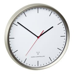 Paslanmaz çelik çerçeveli analog radyo kontrollü saat