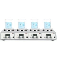 MS-H340-S4 4 Bölmeli Isıtıcılı Manyetik Karıştırıcı 200... 1.500 rpm / 25... 340 ℃ / 4 x 10 L
