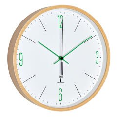 Analog tasarım radyo kontrollü akçaağaç çerçeveli duvar saati
