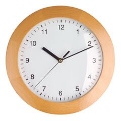 Kayın ağacından çerçeveli analog radyo kontrollü duvar saati