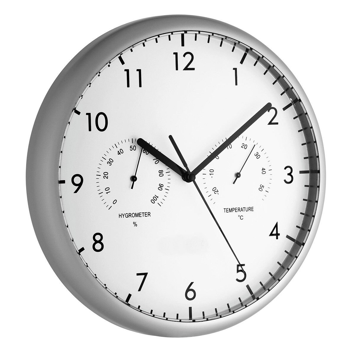 Termometre ve higrometreli analog duvar saati