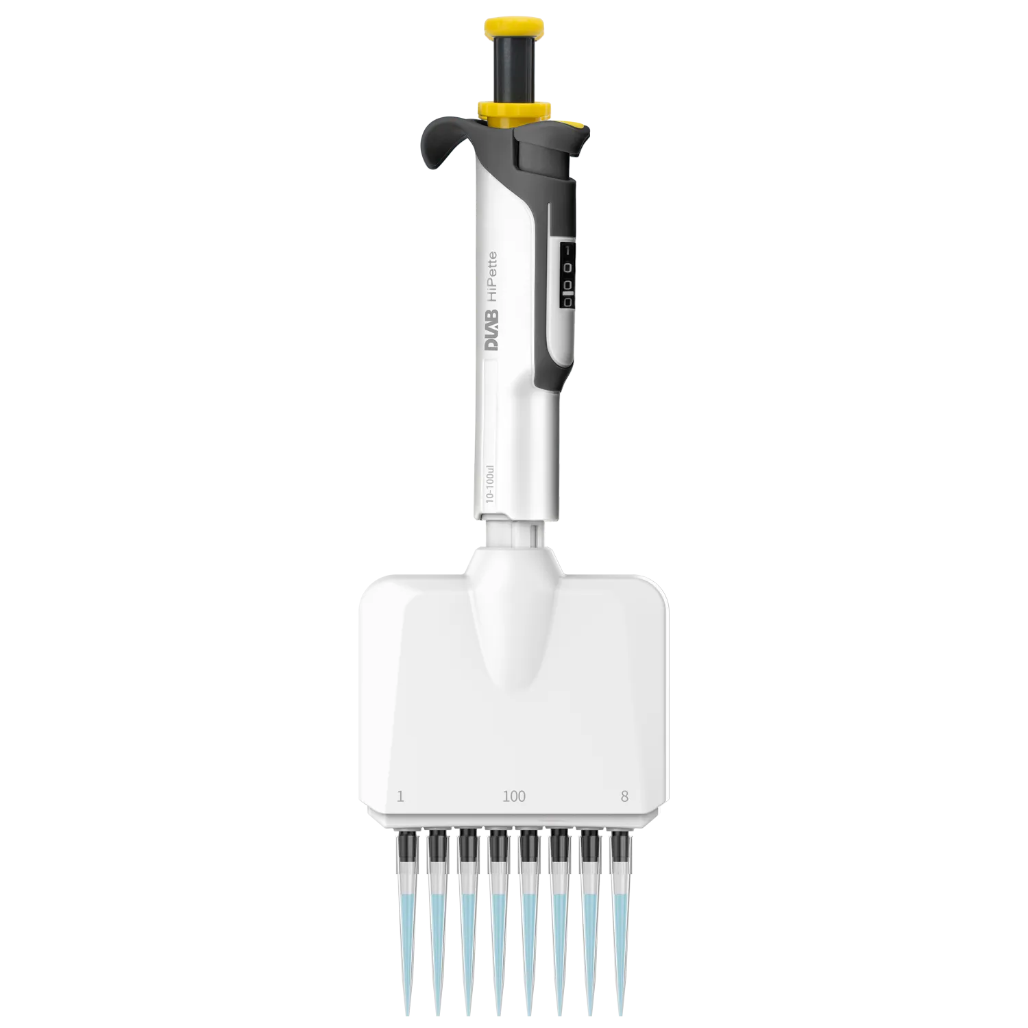 HiPette Renkli Ayarlanabilir 8 Kanallı Ayarlanabilir Otomatik Pipet 0,5-10 ul Tamamı Otoklavlanabilir