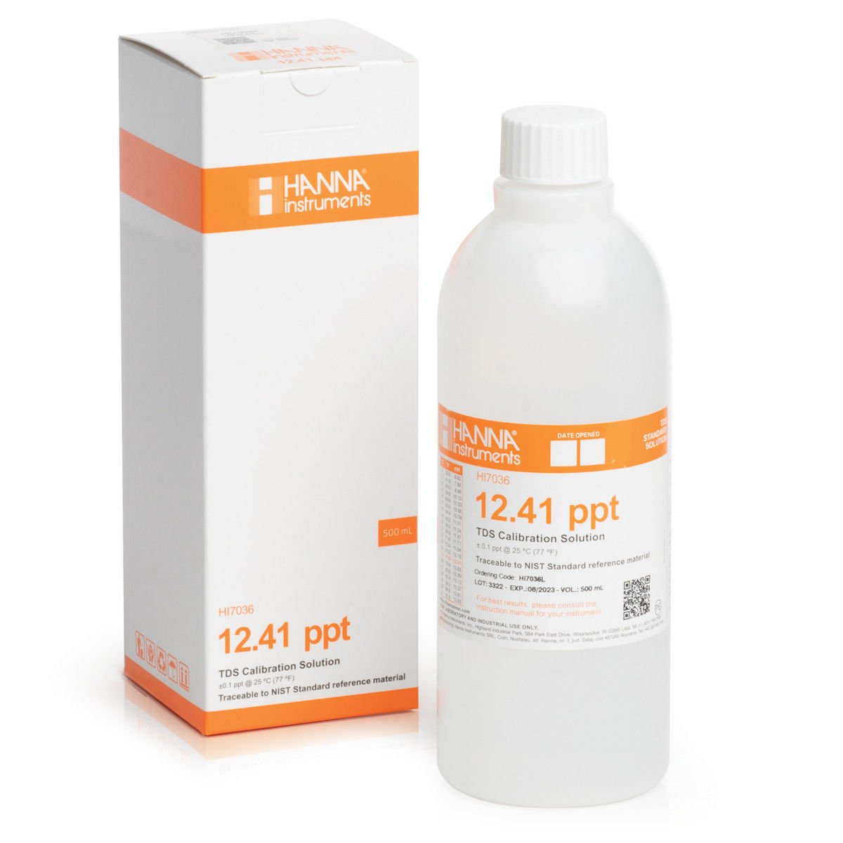 HI7036L 12.41 g/L (ppt) TDS value @ 25°C, 500 mL bottle