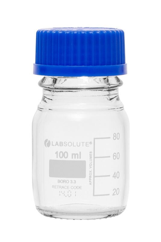 Mavi Vida Kapaklı Otoklavlanabilir Şişe 100 ml 10 Adet / Paket