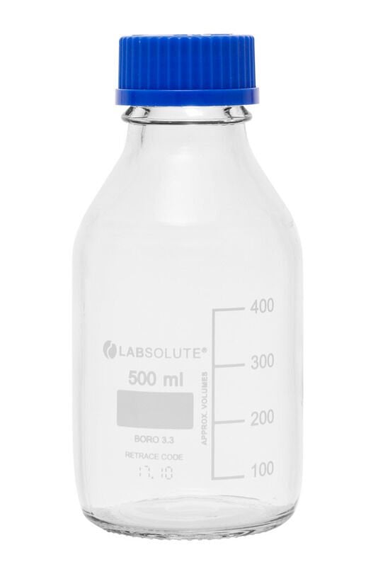 Mavi Vida Kapaklı Otoklavlanabilir Şişe 500 ml 10 Adet / Paket
