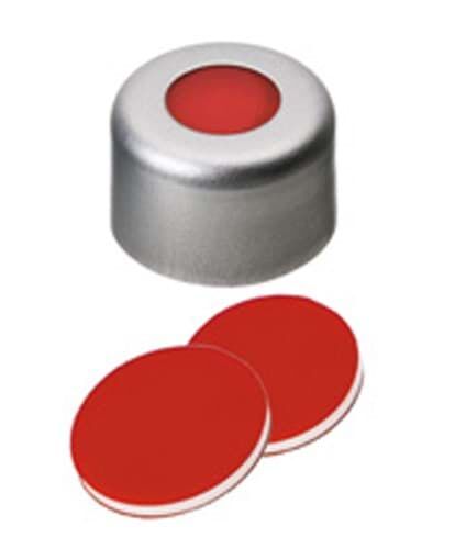Kapak 8mm, Alüminyum, Şeffaf Lake, Orta Delikli, Ptfe Kırmızı/Silikon Beyaz/Ptfe Kırmızı, 45° Shore A, 1.0mm 100 Adet