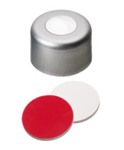 Kapak 8mm, Ultra Hijyen, Alüminyum, Şeffaf Lake, Orta Delikli, Silikon Beyaz/Ptfe Kırmızı, 45° Shore A, 1.3mm 100 Adet