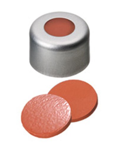 Kapak 8mm, Alüminyum, Şeffaf Lake, Orta Delikli, Natural Kauçuk Kırmızı-Turuncu/Tef Şaffaf, 60° Shore A, 1.0mm 100 Adet