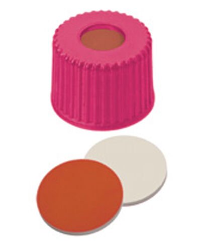 Kapak 8mm, Vidalı, Pembe - Orta Delikli, Kırmızı Kauçuk/Ptfe Beji, 45° Shore A, 1,0mm 100 Adet