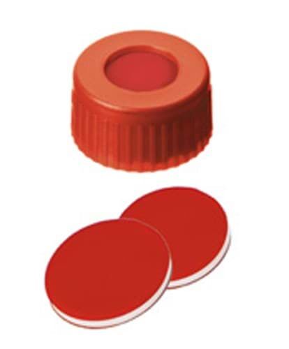 Kapak 9mm, Pp, Kırmızı, Orta Delikli,Ptfe Kırmızı/Silikon Beyaz/Ptfe Kırmızı 100 Adet