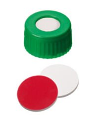 Kapak, 9mm Pp, Yeşil, Orta Delikli, Silikon Beyaz/Ptfe Kırmızı, 55° Shore A, 1.0mm, Silanlanmiş 100 Adet