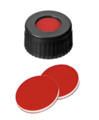 Kapak 9mm, Pp, Siyah, Orta Delikli, Ptfe Kırmızı, Silikon Beyaz/Ptfe Kırmızı 100 Adet