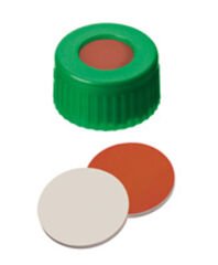 Kapak 9mm, Pp, Orta Delikli - Yeşil, Kırmızı Kauçuk/Ptfe Beji, 45° Shore A, 1,0mm 100 Adet