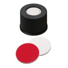 Kapak 10mm, Vidalı, Pp, Siyah, Orta Delikli, 10-425 Thread-Silikon Beyaz/Ptfe Kırmızı, 45° Shore A, 1.3mm 100 Adet