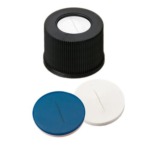 Kapak 10mm, Vidalı, Pp, Siyah, Orta Delikli, 10-425 Thread, Silikon Beyaz/Ptfe Mavi, 55° Shore A, 1.5mm, Silanlanmiş 100 Adet