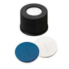 Kapak 10mm, Vidalı, Pp, Siyah, Orta Delikli, 10-425 Thread, Silikon Beyaz/Ptfe Mavi, 55° Shore A, 1.5mm, Silanlanmiş 100 Adet