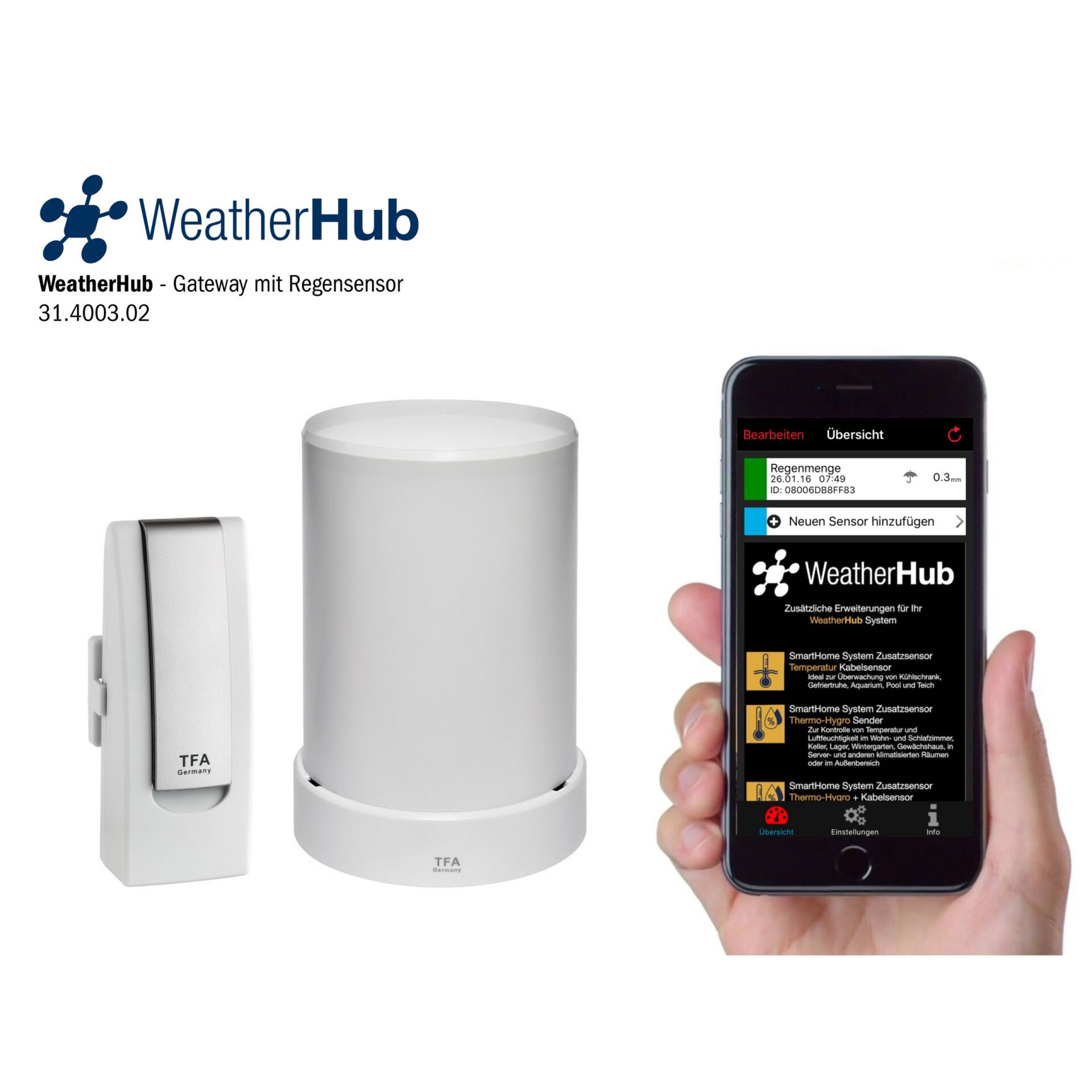 Kablosuz yağmur ölçerli başlangıç ​​seti WEATHERHUB