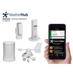 İklim, yağmur ölçer ve rüzgar ölçer ile hava durumu istasyonu seti WEATHERHUB
