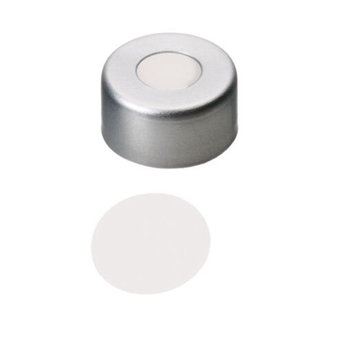 Kapak 11mm Alüminyum, Şeffaf Lake, Orta Delikli, Natural Kauçuk Kırmızı-Turuncu/Butyl Kırmızı/Tef Şeffaf, 45° Shore A, 1.0mm 100 Adet