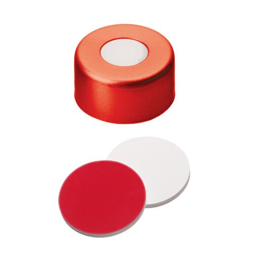 Kapak 11mm Alüminyum, Kırmızı Lake, Orta Delikli, Silikon, Beyaz/Ptfe Kırmızı, 45° Shore A, 1.3mm 100 Adet