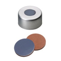 Kapak 11mm Alüminyum, Şeffaf Lake, Orta Delikli, Butyl Kırmızı/Ptfe Gri, 55° Shore A, 1.3mm 100 Adet