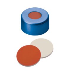 Kapak 11mm Alüminyum, Mavi Lake, Orta Delikli, Kırmızı Kauçuk/Ptfe Beji, 45° Shore A, 1.0mm  100 Adet