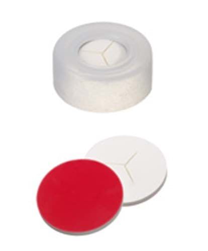 Septa 11mm, Şeffaf - Orta Delikli; Silikon Beyaz/Ptfe Kırmızı, 45° Shore A, 1.3mm  100 Adet