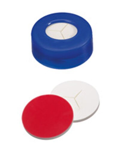 Septa 11mm, Mavi - Orta Delikli; Silikon Beyaz/Ptfe Kırmızı, 45° Shore A, 1.3mm 100 Adet