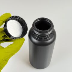 BIODAKS Plastik Yuvarlak Şişe 250 ml Siyah - Kapaklı 10 Adet