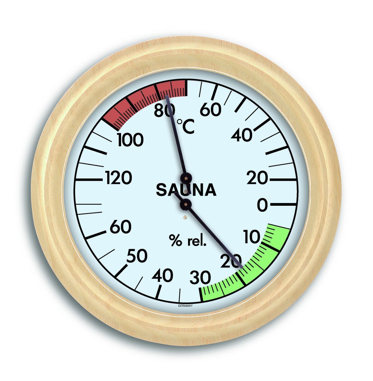 Ahşap çerçeveli analog sauna termo-higrometre