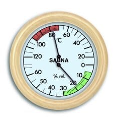 Ahşap çerçeveli analog sauna termo-higrometre