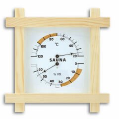 Ahşap çerçeveli analog sauna termo-higrometre