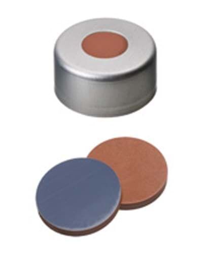 Kapak 13mm, Alüminyum, Şeffaf Lake, Orta Delikli, Butyl Kırmızı/Ptfe Gri, 55° Shore A, 2.0mm 100 Adet