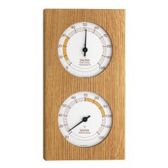 Meşe çerçeveli analog sauna termo-higrometre
