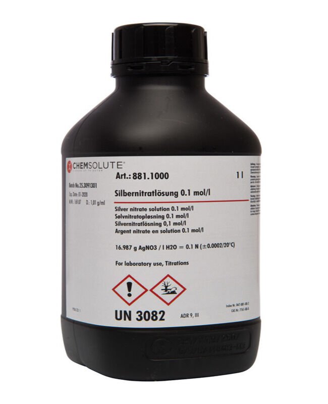 Silver Nitrate solution c(AgNO3)= 0.1 mol/L (0.1N) 1 Lt