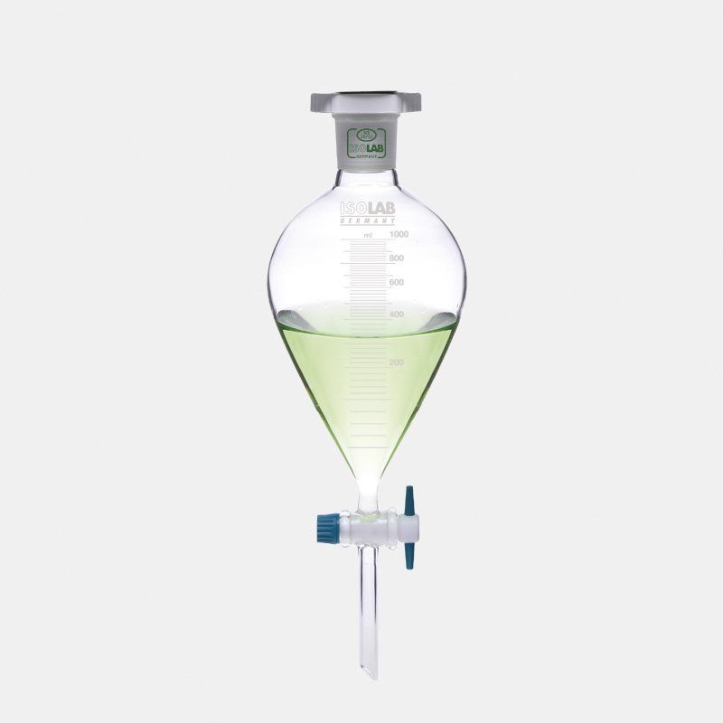 Ayırma Hunisi - Cam - Armudi - Dereceli - Ptfe Musluklu - 1000 Ml