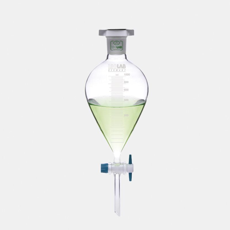 Ayırma Hunisi - Cam - Armudi - Dereceli - Ptfe Musluklu - 2000 Ml