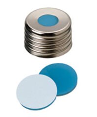Kapak 18mm, Ultra Hijyen, Manyetikik, Vidalı Gümüş Rengi, Orta Delikli, Silikon Şeffaf Mavi/Ptfe Beyaz, 45° Shore A, 1.3mm 100 Adet