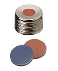 Kapak 18mm,Manyetikik, Vidalı Gümüş Rengi, Orta Delikli, Butyl Kırmızı/Ptfe Gri, 55° Shore A, 1.6mm 100 Adet