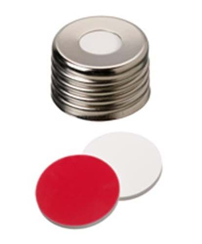 Kapak 18mm, Ultra Hijyen, Manyetikik, Vidalı, Gümüş Rengi, Orta Delikli, Silikon Beyaz /Ptfe Kırmızı, 45° Shore A, 1.3mm 100 Adet