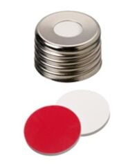Kapak 18mm, Ultra Hijyen, Manyetikik, Vidalı, Gümüş Rengi, Orta Delikli, Silikon Beyaz /Ptfe Kırmızı, 45° Shore A, 1.3mm 100 Adet