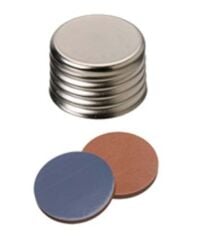 Kapak 18mm,Manyetikik, Vidalı, Üst Kapalı, Butyl Kırmızı/Ptfe Gri 55° Shore A, 1.6mm 100 Adet