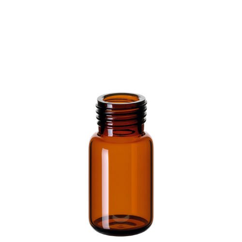 Vial 10 ml, Precision Thread Headspace, 46 X 22.5mm, Amber, 1.Hidrolit Kalite, Dibi Yuvarlak (Manyetikik Vidalı Kapak İçin Uygun) 100 Adet