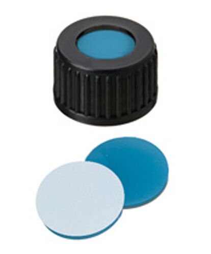 Kapak 18mm, Vidalı, Siyah, Orta Delikli, Silikon Şaffaf Mavi/Ptfe Beyaz, 55° Shore A, 1.7mm 100 Adet