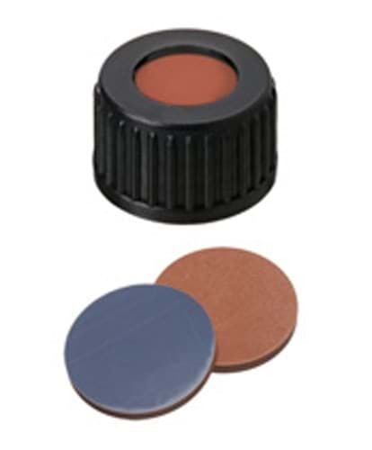 Kapak 18mm, Pp, Vidalı, Siyah, Orta Delikli, Butyl Kırmızı/Ptfe Gri, 55° Shore A, 2.0mm 100 Adet