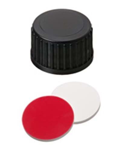Kapak 18mm, Pp, Vidalı, Siyah, Silikon Beyaz/Ptfe Kırmızı, 55° Shore A, 1.5mm 100 Adet